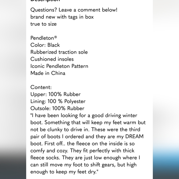 Pendleton Ladies' Chelsea Patterned Rainboot; new in box - Picture 6 of 6